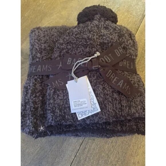 Sold out! Barefoot Dreams CozyChic Pom Pom Beanie and Scarf Set in Espresso - Picture 2 of 4